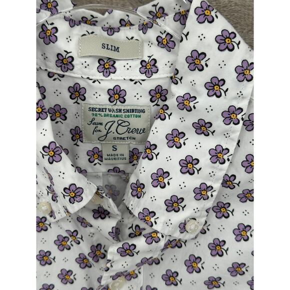 J Crew Shirt Mens Small Slim Purple Floral Stretch Organic Cotton Casual Preppy - Picture 2 of 7